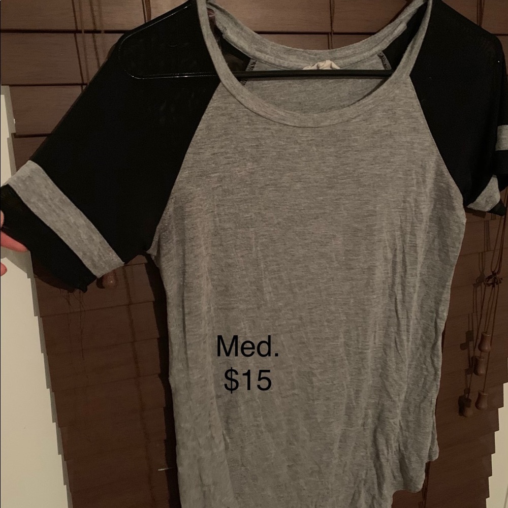 Grey and mesh workout top